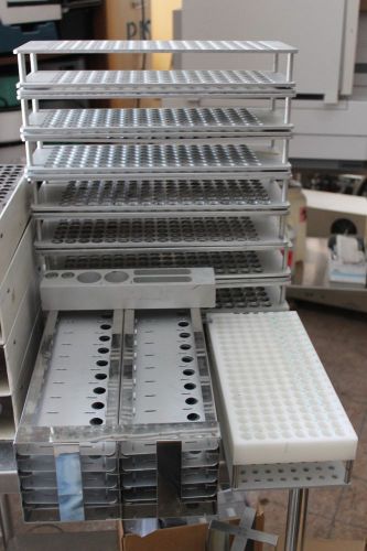 Lot of test tube trays racks steel aluminum stainless steel laboratory 1-1.5mm for sale