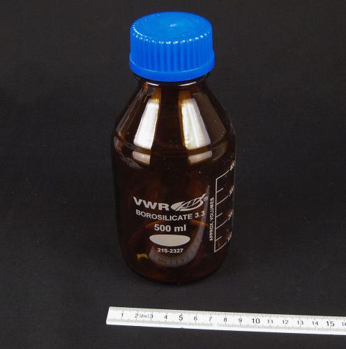 500ml Amber Graduated Borosilicate Glass Bottle Screwcap GL45 Laboratory