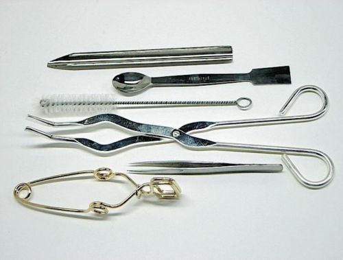 6 lab tools kit  forceps test tube brush tongs scoop + for sale