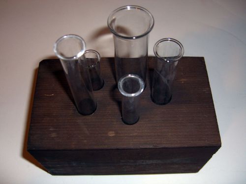Antique Laboratory Test Tube with handmade wood holder