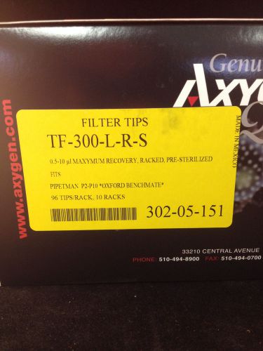 Axygen TF-300-L-R-S 0.5-10uL Universal Pipet Tips Sterile 96 Tips/Rack 10 Racks
