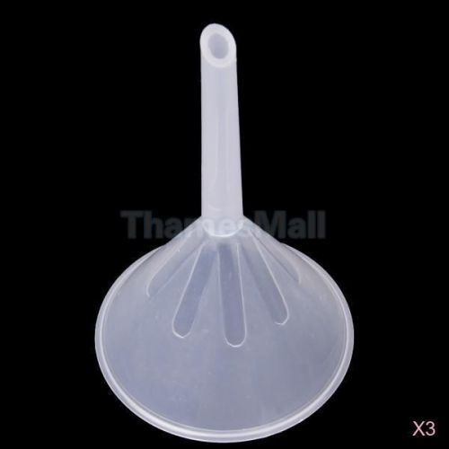 3x Mouth Dia. 75mm Transparent Funnel for Kitchen Lab Test Liquid Oil Measure