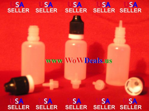 50 30ml plastic dropper bottles w tuxedo combo childproof &amp; tamper evident caps for sale