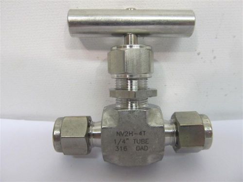 Hy-lok, nv series, nv2h-4t-s316, 1/4&#034; tube x 1/4&#034; tube v-stem needle valve for sale