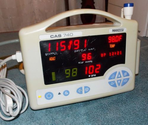 CAS 740 Vital Signs Monitor SPo2 Temp Blood Pressure Heart Rate w/ Good Battery