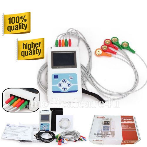 24 hours dynamic ecg holter, 3 channels ekg recorder/analyzer, free software,fda for sale