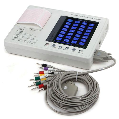 7&#034; digital 3-channel 12-lead electrocardiograph ecg ekg machine color portable- for sale