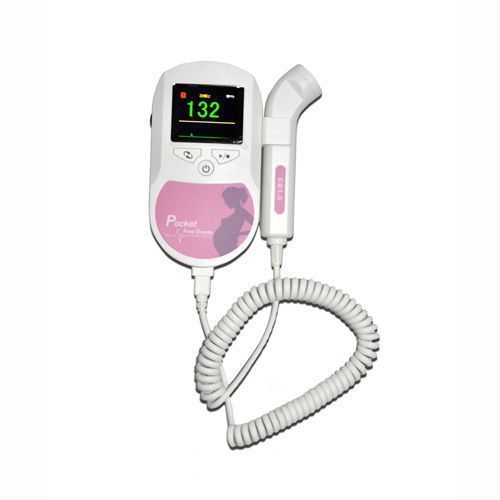 Fetal Doppler 3MHz w Color LCD Back Light &amp; Heart Beat Waveform Pink color ca