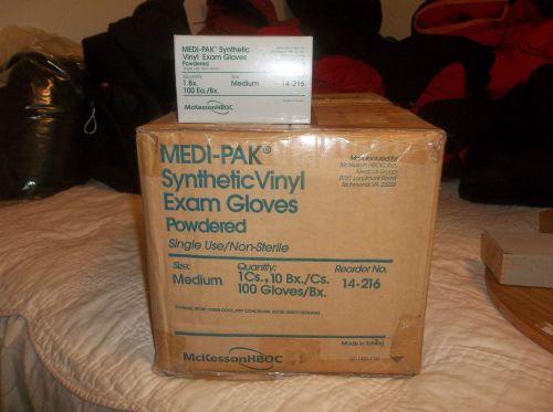 Medi-Pac Gloves Vinyl Lightly Powdered MEDIUM Exam Dental Laboratory 100ct