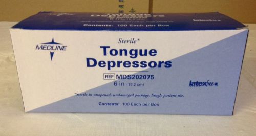Medline Sterile Tongue Depressors 6&#034; , 100/Box
