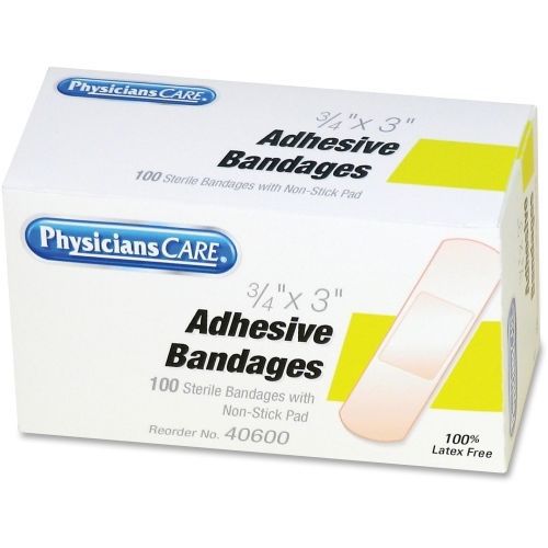 PhysiciansCare Adhesive Bandage Refill - 0.75&#034; x 3&#034; - 100/Box - Yellow