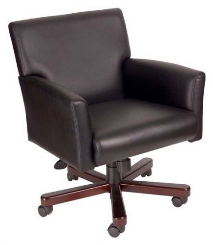 B616 BOSS EXECUTIVE OFFICE BOX ARM CHAIR WITH MAHOGANY BASE