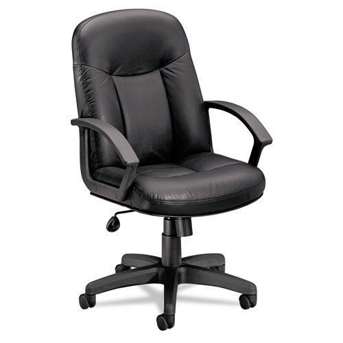 basyx VL601ST11  Leather Mid-Back Swivel/Tilt Chair, Metal, 26w x 33-1/2d Black