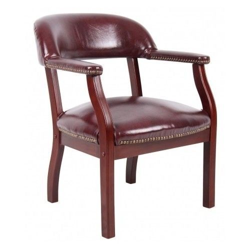 Boss captain&#039;s chair in burgundy vinyl antique style desk back office for sale