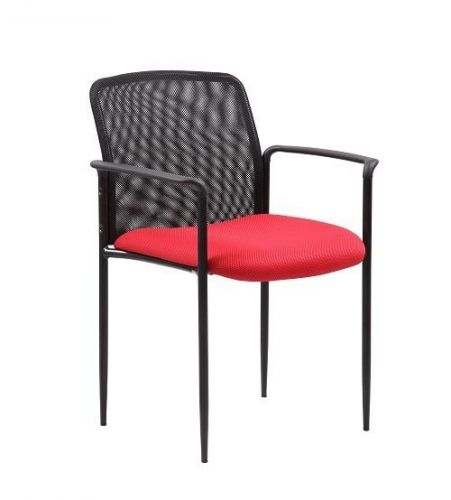 B6909 BOSS RED STACKABLE MESH OFFICE GUEST CHAIR