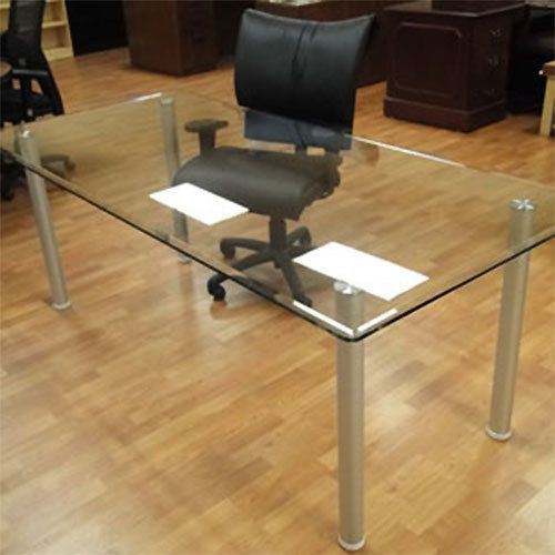 6&#039; - 8&#039; GLASS CONFERENCE TABLE Office Modern Meeting Room with Metal Rectangular