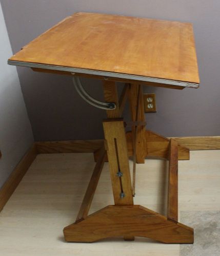 Vintage Drafting Art Craft Architect Drawing Table Studio Design Wood Desk