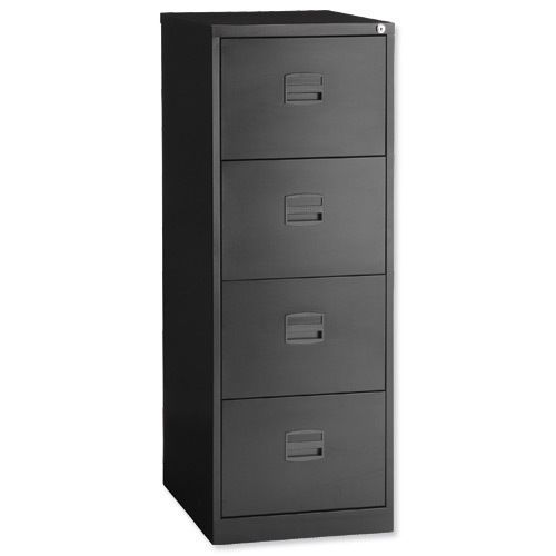 Black Foolscap Filing Cabinet  Lockable 4 Drawer Office H1321mm 281345067692 REC