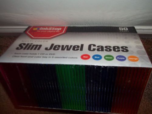 NIP INKSTOP CD/DVD Storage Slim Jewel Cases 50 ct MULTI-COLOR one case