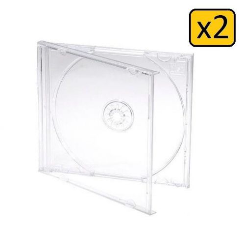 2 LOT PACK CLEAR TRANSPARENT STANDARD JEWEL CASE BOX FOR DISCS CD DVD BLU-RAY