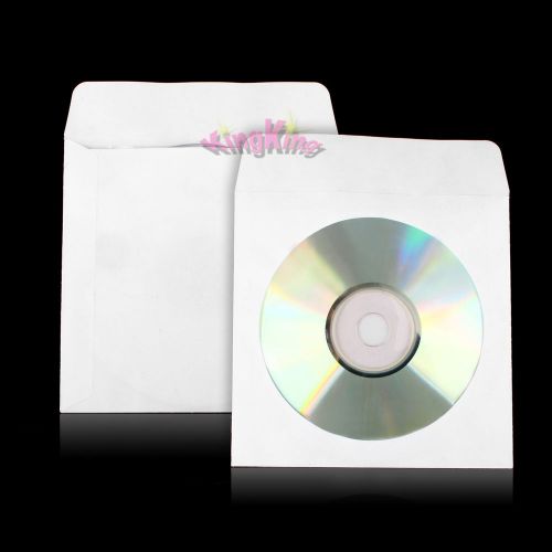 50 CD DVD Paper Sleeve Clear Window CDR Envelopes Flap