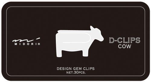 Midori d-clip paper clips - original series - cow - box of 30 for sale