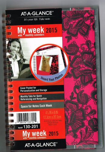 AT-A-GLANCE Weekly and Monthly Planner 2015, Madonna Lace, Wirebound, 5x8 130201