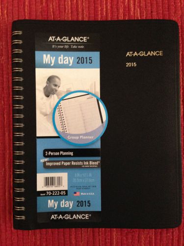 NEW 2015 AT-A-GLANCE 70-222-05 Two-Person Daily Appt. Book, 8x10 7/8 Free Ship