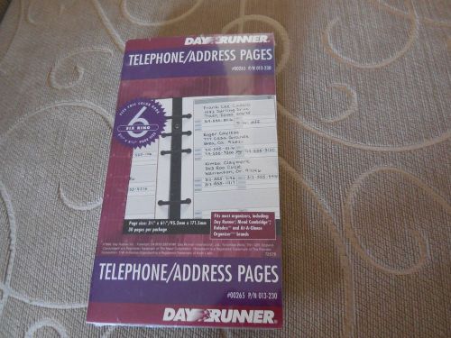 DAY RUNNER Telephone/Address Pages-3-3/4&#034; x 6-3/4&#034;-6 ring-30 Pages-New Package