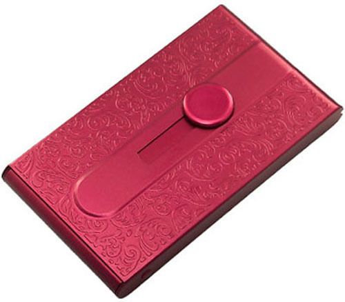 Automatic slide embossed metal business credit card holder for women cases 31r for sale