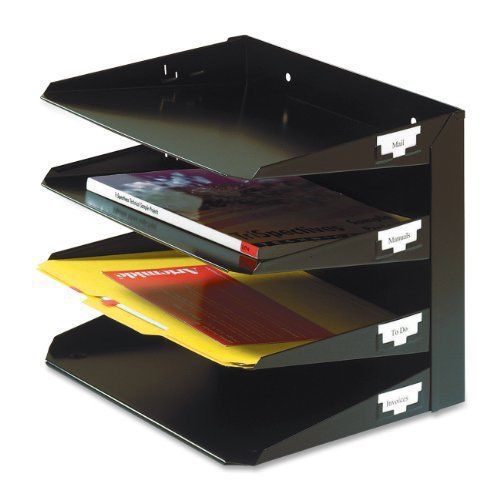 MMF Industries 4-Tier Letter-Size Horizontal Steel Desk Organizer  Black (264R4H