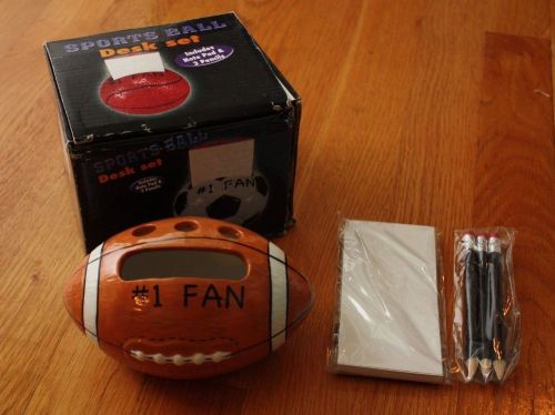 Football Sports Ball Desk Set Note Pad &amp; 3 Pencils by School Designs  New in Box