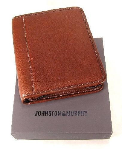 Johnston &amp; murphy tan leather portable personal organizer new!! for sale