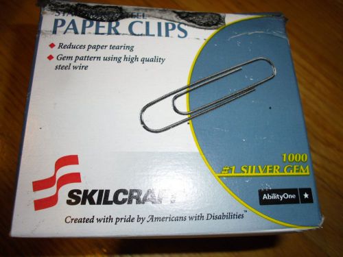 New ! 1000PK Skilcraft Standard No. 1 Size Paper Clip No. 1 7510-00-161-4292