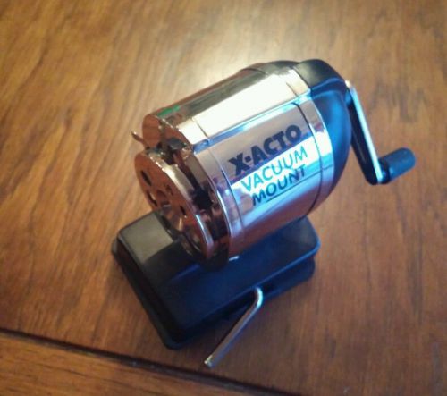 X-Acto Vacuum mount Pencil Sharpener Manual Crank Metal School Chrome School NEW