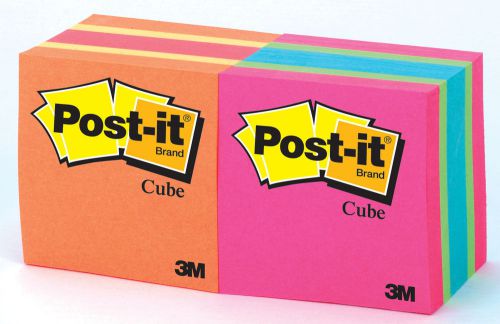 3M 2 Pack 400 Sheet Mixed Cube Neon Post-It Note