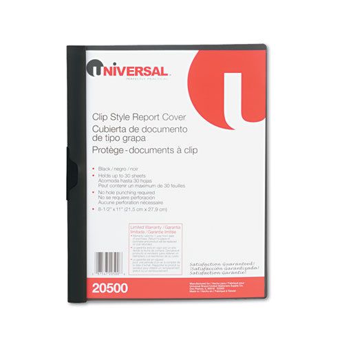Plastic report cover w/clip, letter, holds 30 pages, clear/black for sale