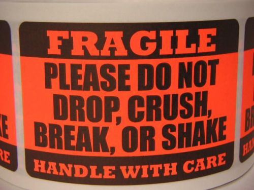 FRAGILE HANDLE/CARE PLEASE DO NOT DROP CRUSH BREAK SHAKE sticker label (50 only)