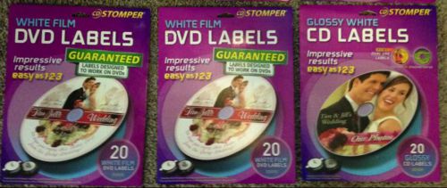 3 Packages - Avery CD Stomper White Film DVD / CD Labels 20 Pack (98130)