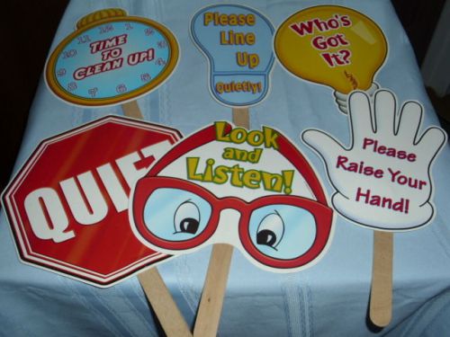 Set of 6: Manage Your Class Signs- Stop/Quiet/Raise Hand/etc - FREE SHIP
