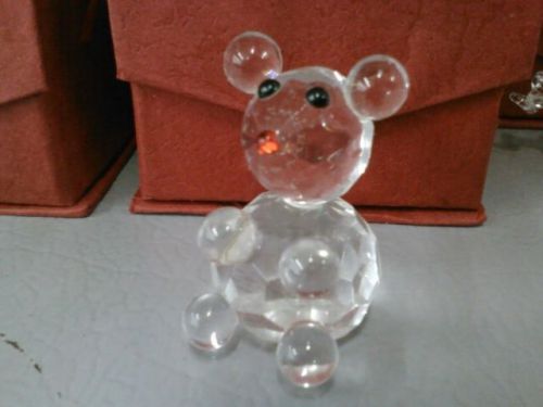 New in box Crystal clear Teddy Bear Figurine 2&#034;1/2 X 2&#034; Great Christmas Gift box