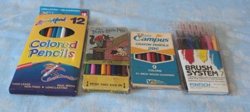 4 packages colored pencils &amp; pens new unused in original packages for sale