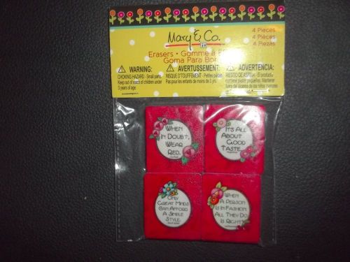 Package of  4  small  Novelty  Erasers  with  Fashion quotes