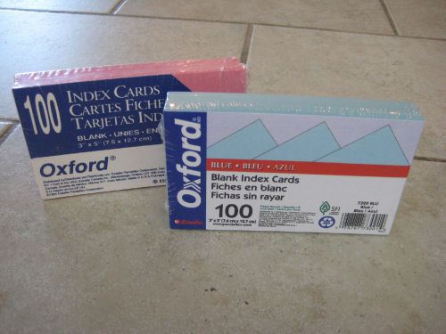 NEW SEALED 200 Esselte Oxford Blank 3 X 5 Index Cards (LOT OF 2) Blue &amp; Cherry