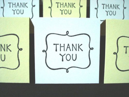 12 Mini Thank You Cards - 2x2 White or Ivory/Cream Enclosure Packing Supplies