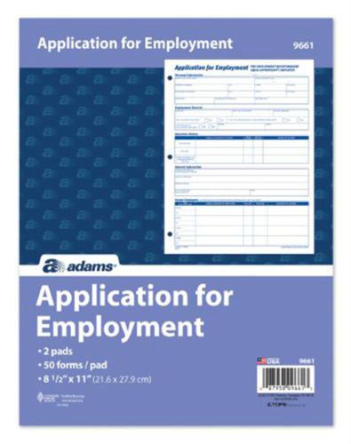 Adams Business Forms 3 Hole Punched Application For Employment -