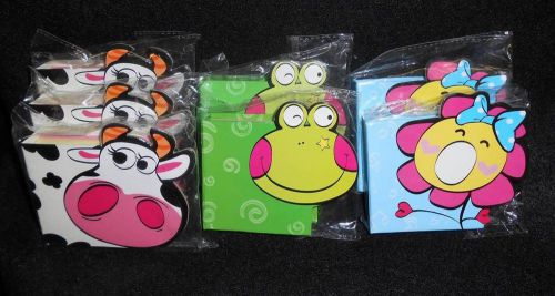 Lot / 7 assorted designs novelty note pads cow frog flower face 4.5 x 3 paper