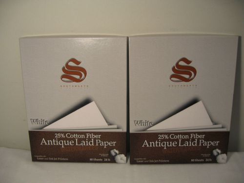 2 BOXES SOUTHWORTH P454C 8 1/2&#034; x 11&#034; 25% COTTON 24 lb ANTIQUE LAID PAPER WHITE