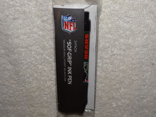 Nfl chicago bears football soft grip ink pen 1 pack lot set of 3 new! for sale