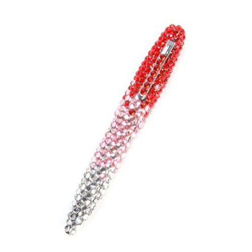 Red fade crystal rhinestone gemstone roller ball pen for sale
